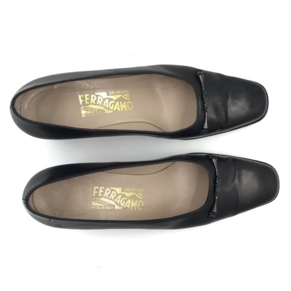 Salvatore Ferragamo Cosenza Black / Nero Calf Leather Flats Size 8.5B - Picture 5 of 11